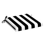 Arden Selections 18" x 19" Cabana Stripe Outdoor Seat Pad Black