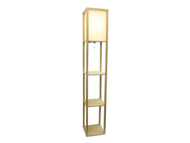 b86a191a2356daa2acd9a28a74585d18679c2d2e1ef6e1bbd7e944ec443ea0f7.jpg Simple Designs Floor Lamp Etagere Organizer Storage Shelf with Linen Shade - Tan - Image 1