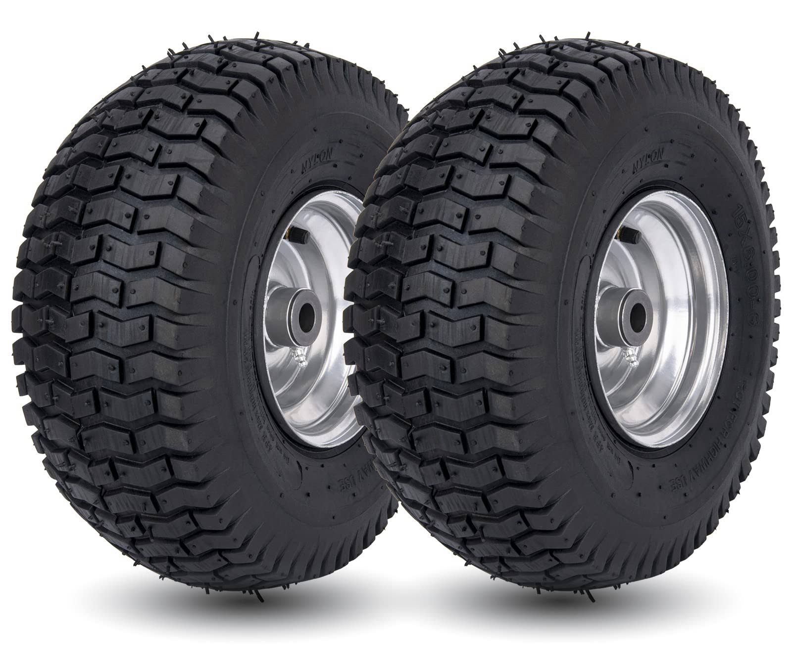 b87872274d9c8740dca0804da4e9d68aa0afe11894a4247aa439990833edca7e.jpg CMOOD 15x6.00-6 Lawn Mower Tire and Wheel Front Tire Compatible with John Deere Craftsman Husqvarna Riding Mowers Lawn Tractors - Image 1