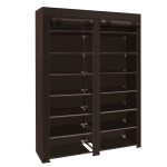 Erone Shoe Rack Storage Organizer, 28 Pairs Portable Double Row with Nonwoven Fabric Cover Shoe Rack Cabinet for Closet
