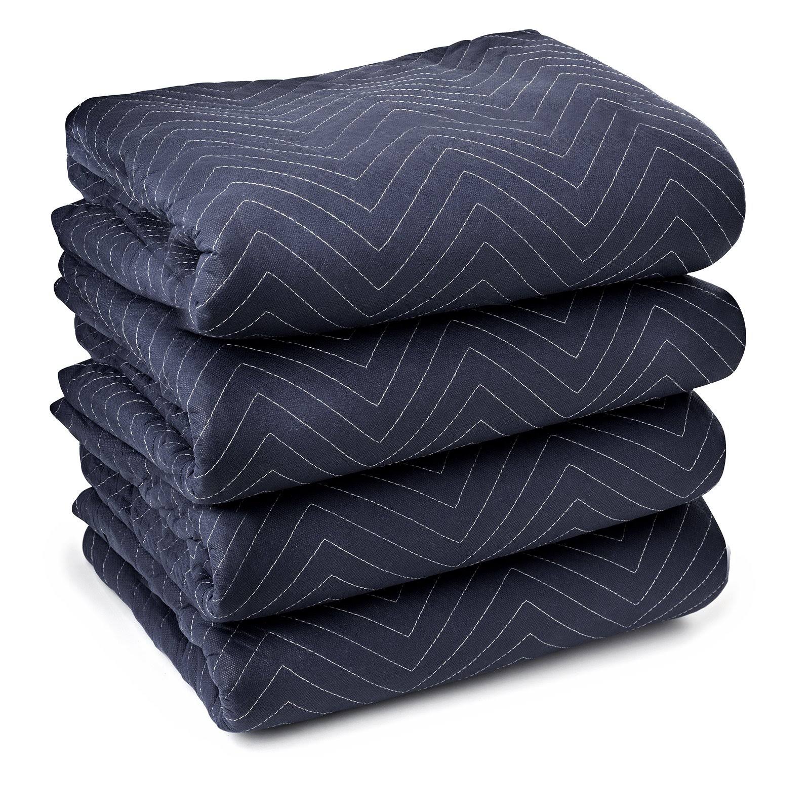 b8b25769f43752dd790e55b91e7576726d9c65e0481e4842931df0b8979e04b3.jpg Sure-Max 4 Moving & Packing Blankets - Pro Economy - 80" x 72" (35 lb/dz Weight) - Professional Quilted Shipping Furniture Pads Navy Blue and Black - Image 1