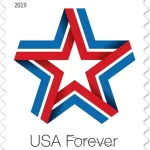 2019 Patriotic Star Forever Stamp - USA Red White Blue Design Sheet