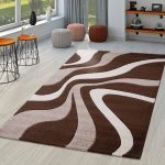 Paco Home Designer Area Rug with Contour Cut and Modern Wave Pattern - 2' x 3'7" - Brown