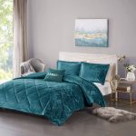Intelligent Design Felicia Twin/Twin XL Teal Velvet Duvet Cover Set