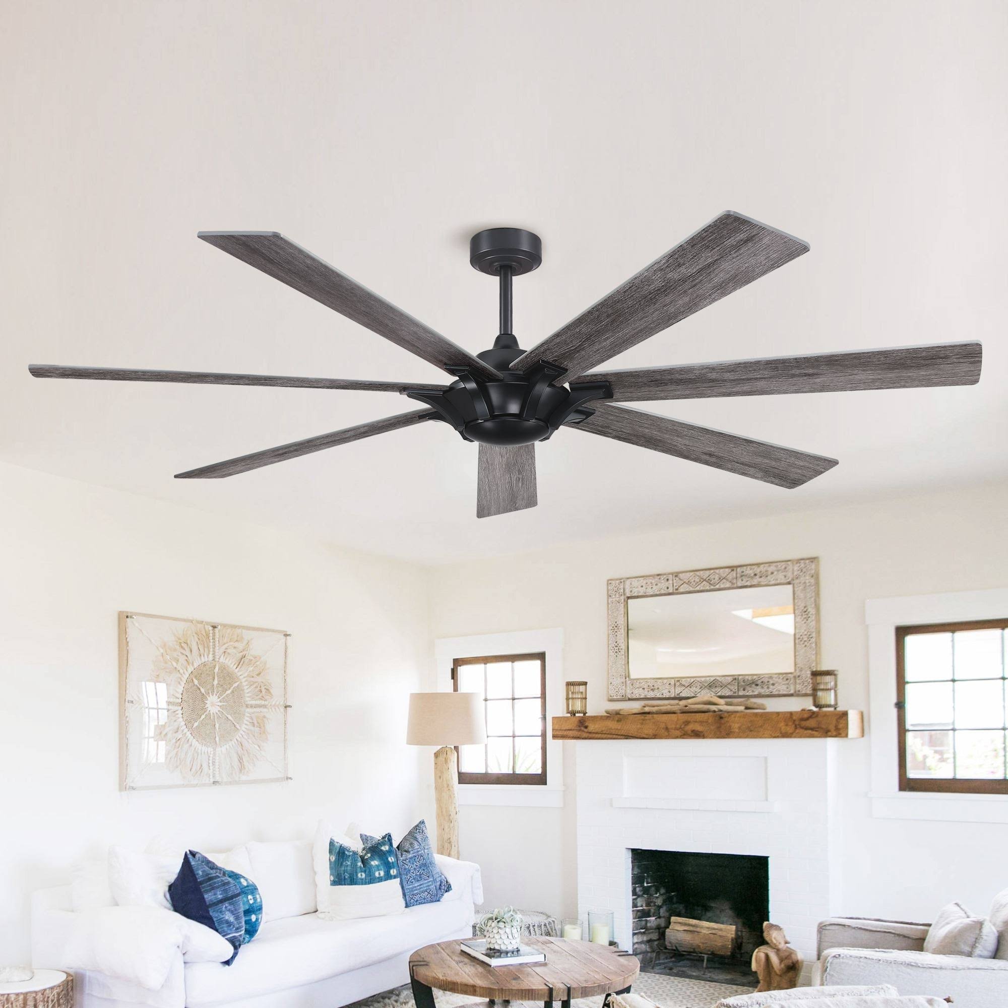 b8f4ee34691429fc7eb1c0a26a3570a85bfa33bb989d0cc4d3a26ea79072b846.jpg Farmhouse Reversible 7-Blade Outdoor Ceiling Fan - 72", Black - Image 1