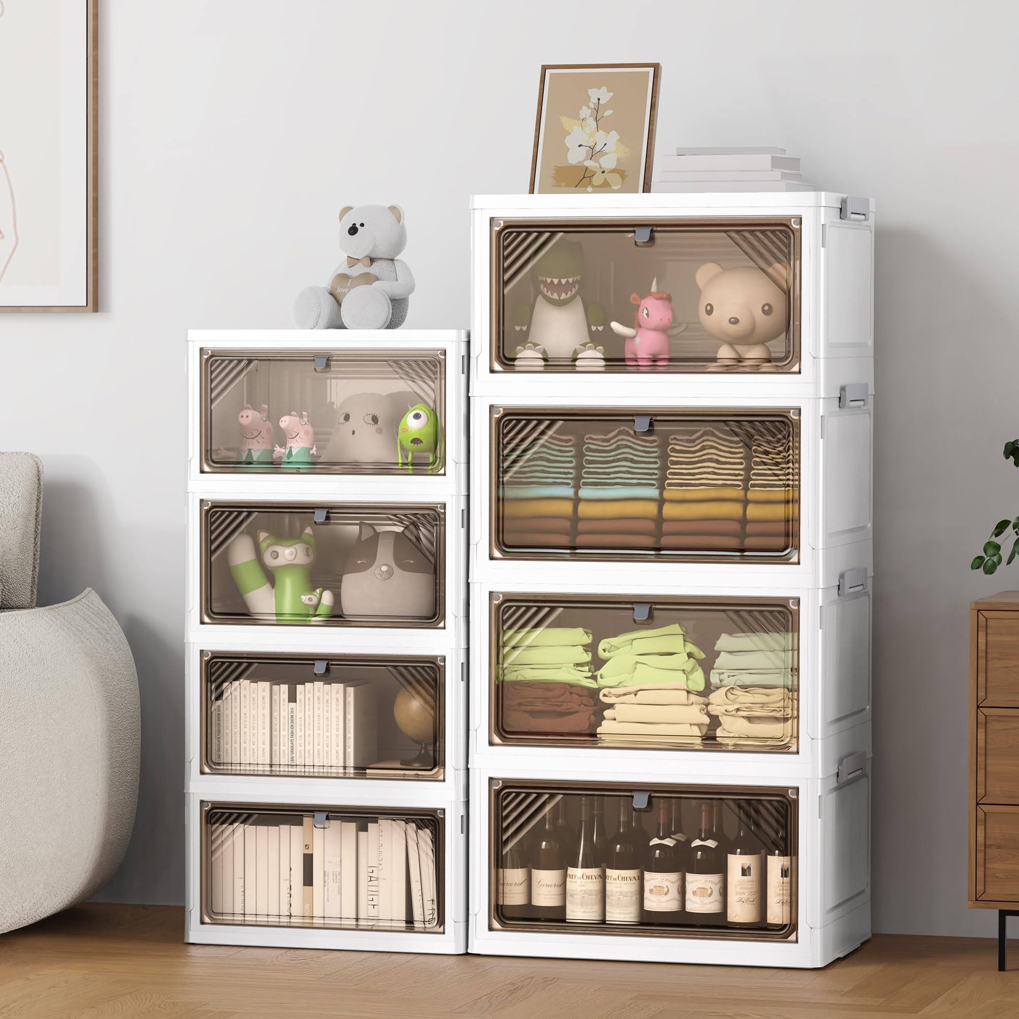 b91ea3c4442b315d4b787dbe956a01cf950f45a3765b2f7dd8e3dfe19d9ccf90.jpg AHEONLAR 4 Tier Plastic Storage Bins with Drawers - Foldable Stackable Storage Bins with Lids - Closet Craft Organizers and Storage - 24qt Plastic - Image 1