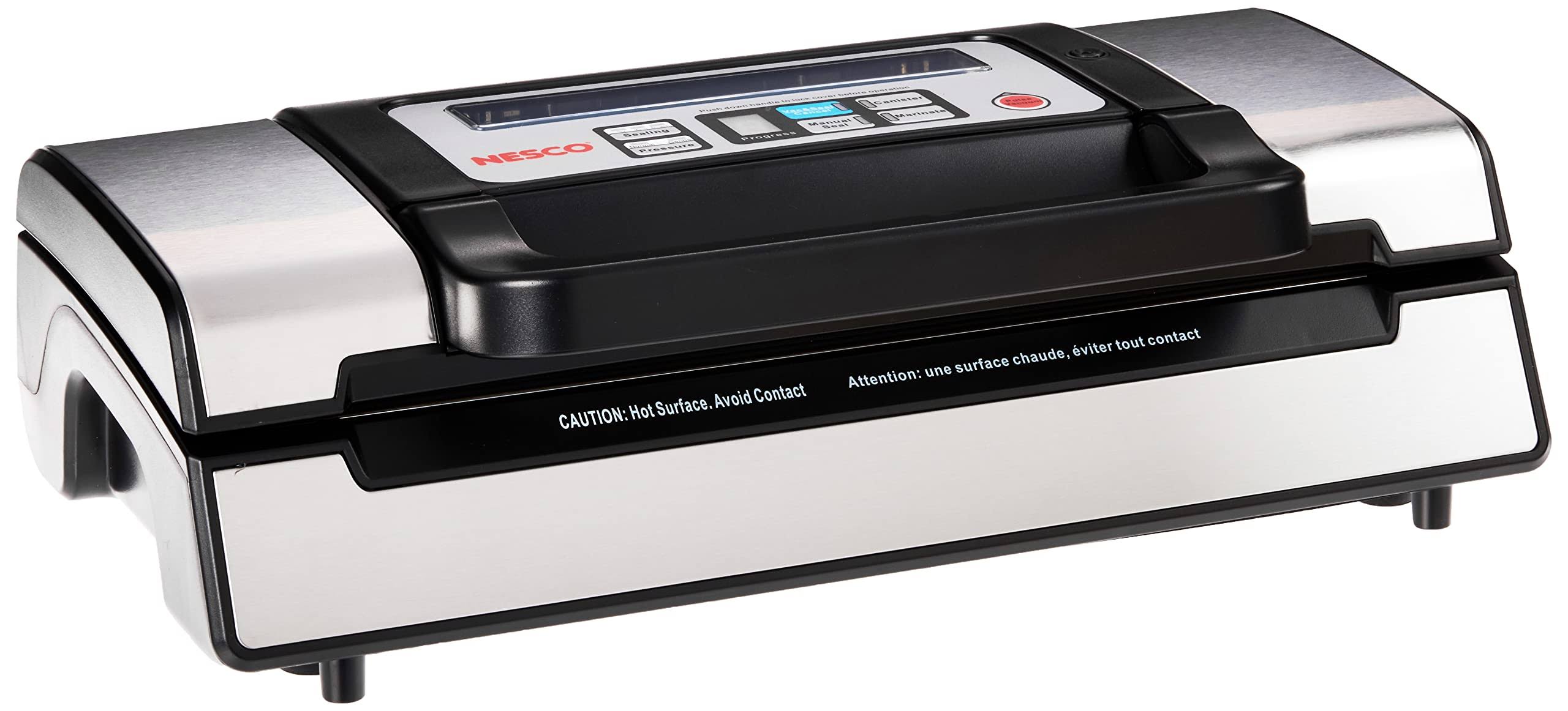 b92206b2d12921434dcdeda351293a488c7830a58c0344eaa611726c668ccff0.jpg Nesco VS-12 Deluxe Vacuum Sealer with Bag Starter Kit and Viewing Lid - Silver - Image 1