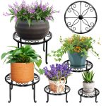 Roadwater 5 Pack Metal Plant Stand for Outdoor Indoor Plants, Heavy Duty Flower Pot Stands for Multiple Plant, Rustproof Iron Round Shelf for Planter