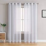 HLC Me 2 Piece Sheer Voile Window Curtain Grommet Panels White 108 inch Long