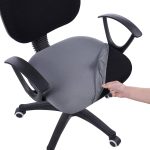 smiry Stretch Jacquard Office Computer Chair Seat Covers, Removable Washable Anti-Dust Desk Chair Seat Cushion Protectors - Grey