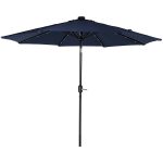 Sunnydaze Navy Blue Aluminum 9 Foot Solar Patio Umbrella with Tilt & Crank