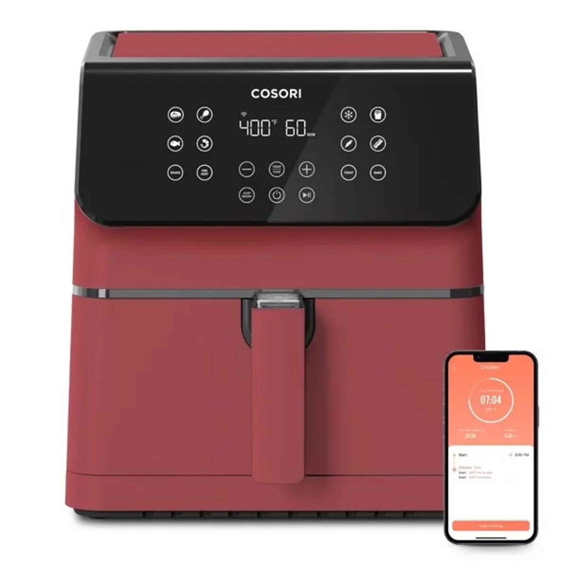 b9b47e8f49e765f22a541e2223d4f16eb644b3d91c26e2e65d3fd18f9a1e1a77.jpg Cosori Pro II 5.8-Quart Smart Air Fryer - Red - Image 1