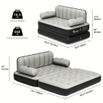 Inflatable Air Sofa Bed 2 - in - 1 Backrest Couch Airbed with Headboard and Pump Convertible Blow up Bed Mattress for Home, Camping, and Guests, Living Room Furniture, Queen Size