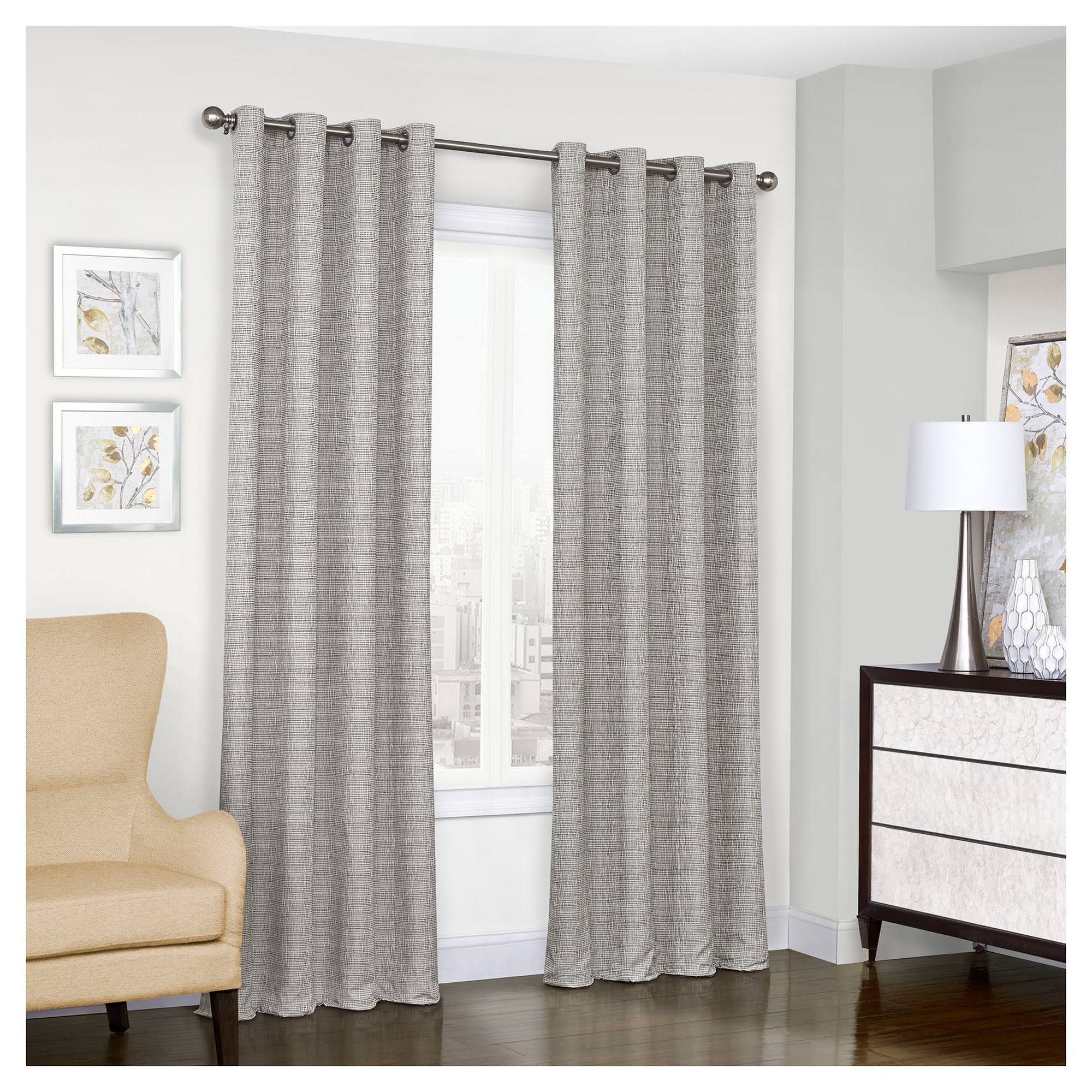 ba06db452011fb546d427e33e628d3915a7725aa37b7acb0440eba77fb1d5661.jpg Eclipse Trevi Blackout Grommet Window Curtain Panel - 95 Inches - Grey - Image 1