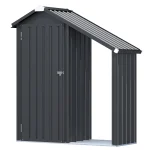 AECOJOY Outdoor Storage Cabinet Waterproof with Shelves and Lean to Open-Sided Firewood Racks
