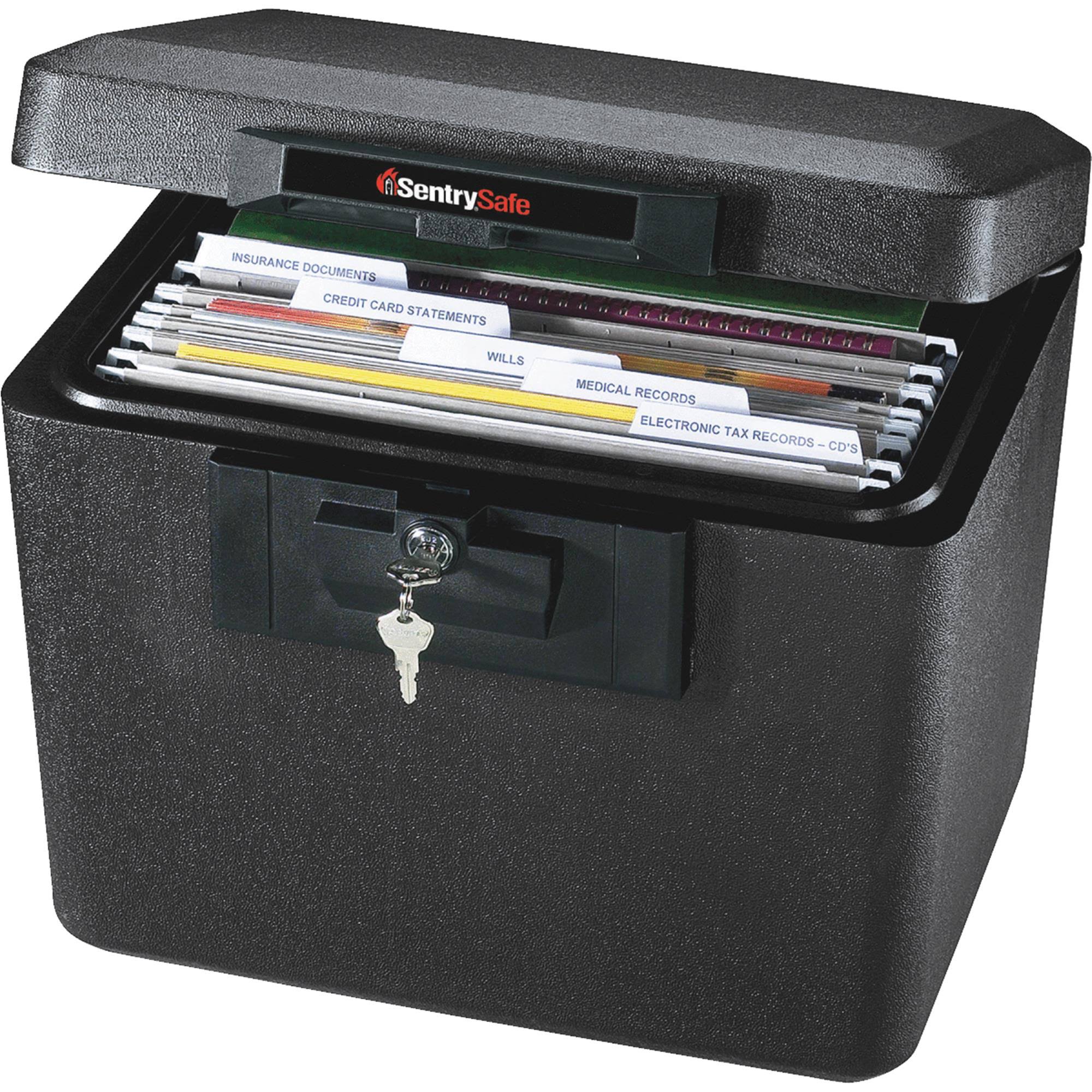 ba2cffa0db0342ee0b0ccf6db01d7cbb24aad566b46157f8b8d25be98e909ac2.jpg SentrySafe Fire Protection Document & File Safe, Black - Image 1