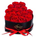 Glamour Boutique 16-Piece Forever Flowers Heart Shape Box - Preserved Roses Immortal Roses That Last A Year - Eternal Rose Preserved Flowers for