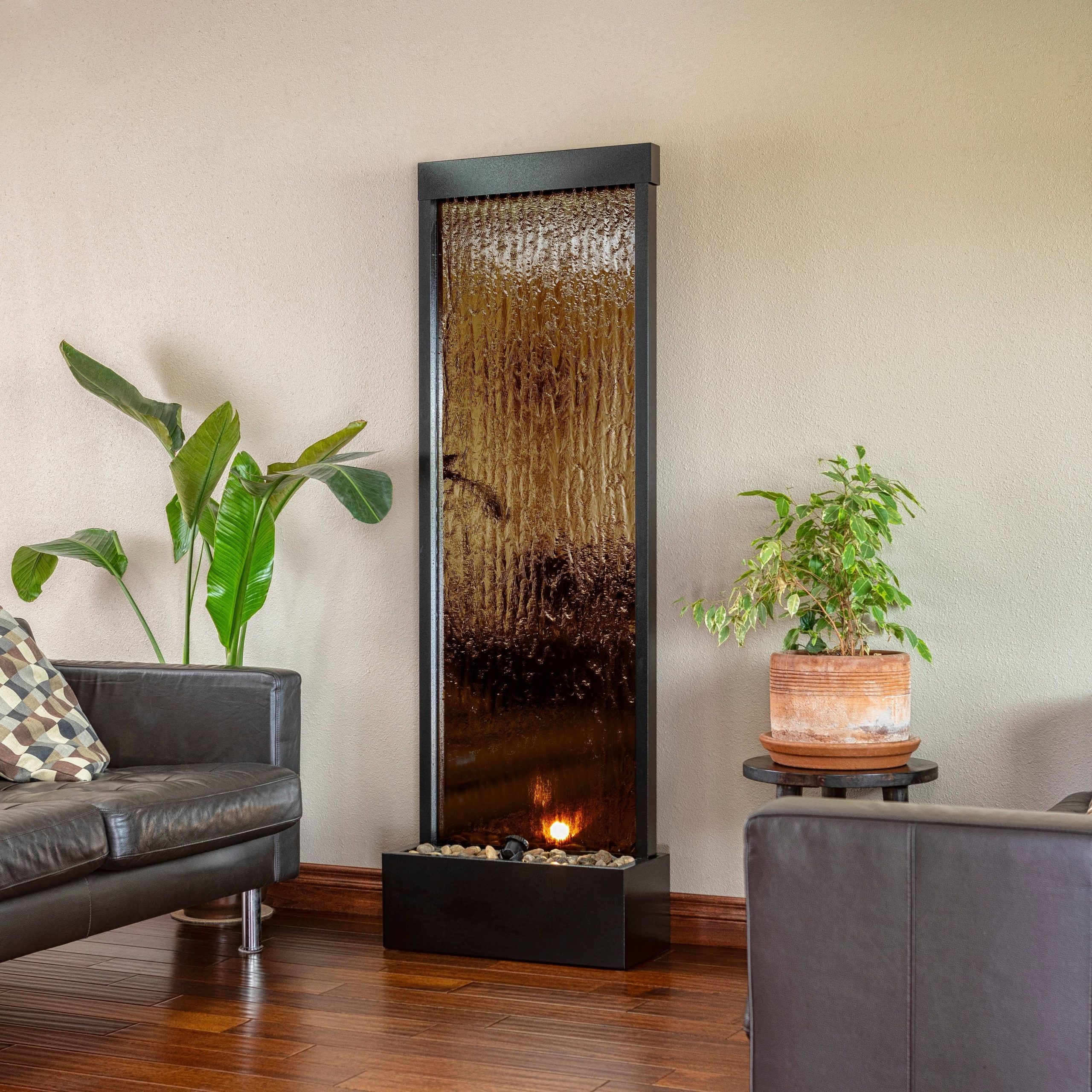 ba548212ef2059e0d0afc9d7e8f27f9245ddf6a37eb8d924b016436b495f4bed.jpg Alpine Mirror Waterfall-Silver with Decorative Stones & Light - Image 1
