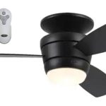 Harbor Breeze Mazon 44-in Black LED Indoor Flush Mount Ceiling Fan with Light Remote (3-Blade)
