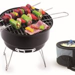 Trail 10 Portable Camping Charcoal Grill with Cooler Bag. Black