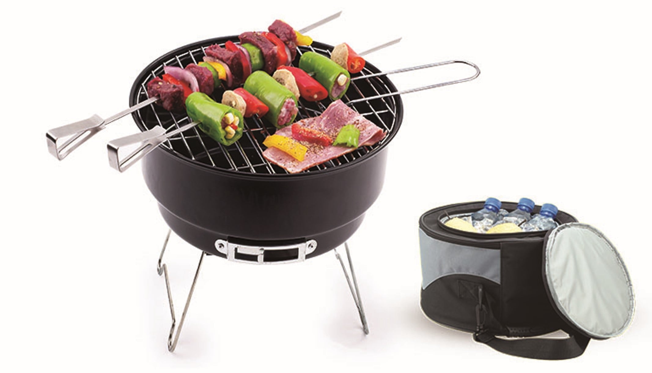 ba65fde6b034837248c9f575ea18fcf67660e9286f095524587e5d44ddada52b.jpg Trail 10 Portable Camping Charcoal Grill with Cooler Bag. Black - Image 1