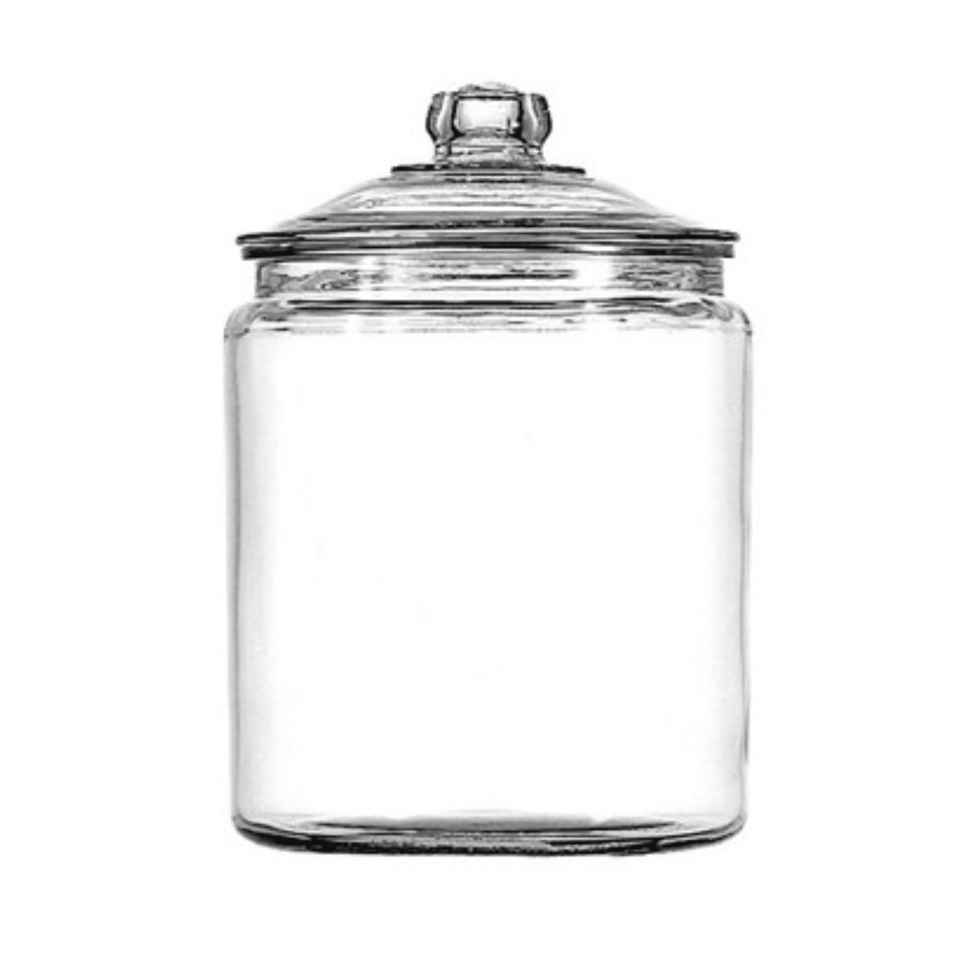 ba71bb0aa0dd2005475b72c1d77e8b40b6cf593e3472e561232faf989912ebd5-1.jpg Anchor Hocking 1/2 Gallon Heritage Hill Glass Jar with Cover, Clear - Image 1