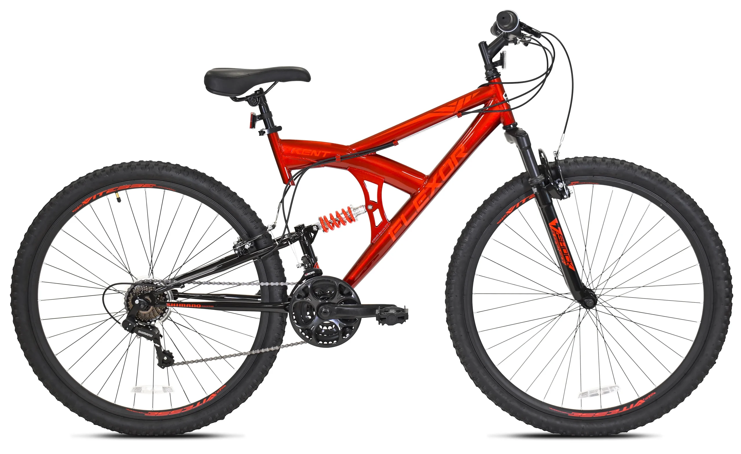 ba8c852eaa09110fe02741155a30c5443a807e0b4b816506ef7cde2c8a424ae4.webp Kent 29 In. Flexor Men'S Dual Suspension Mountain Bike, Red - Image 1