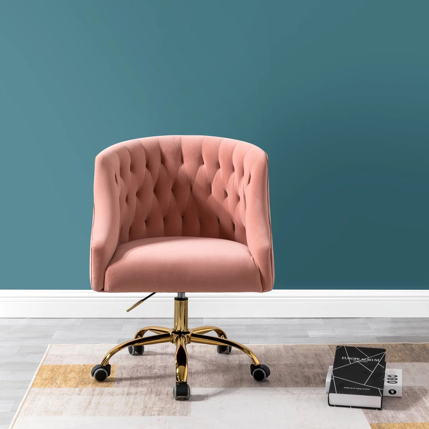 ba93cf03f548f3ff49bbadfe20525f529c9e40f152a0e64dbf17cfb4784cf7bf.webp 14 Karat Home Lydia 15 in Task Chairs with Swivel, 250 lb, Pink - Image 1