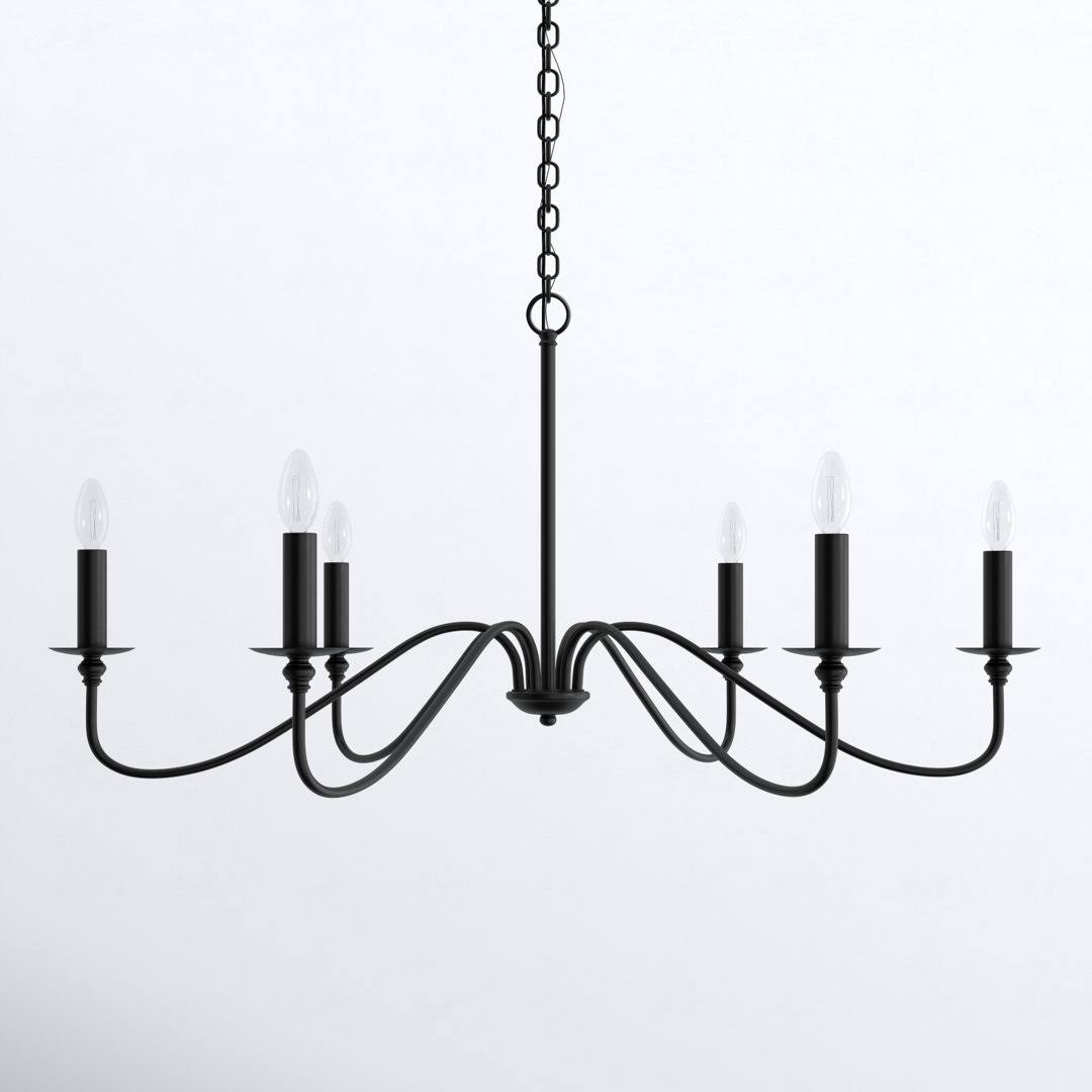 baa6f27b648ba4c2820e1b8edd995f7888c3553a742072253dde26e0aa82c9ad.jpg Ableton 6 - Light Candle Style Classic / Traditional Chandelier Birch Lane Finish: Matte Black, Size: 19" H x 36" W x 36" D - Image 1