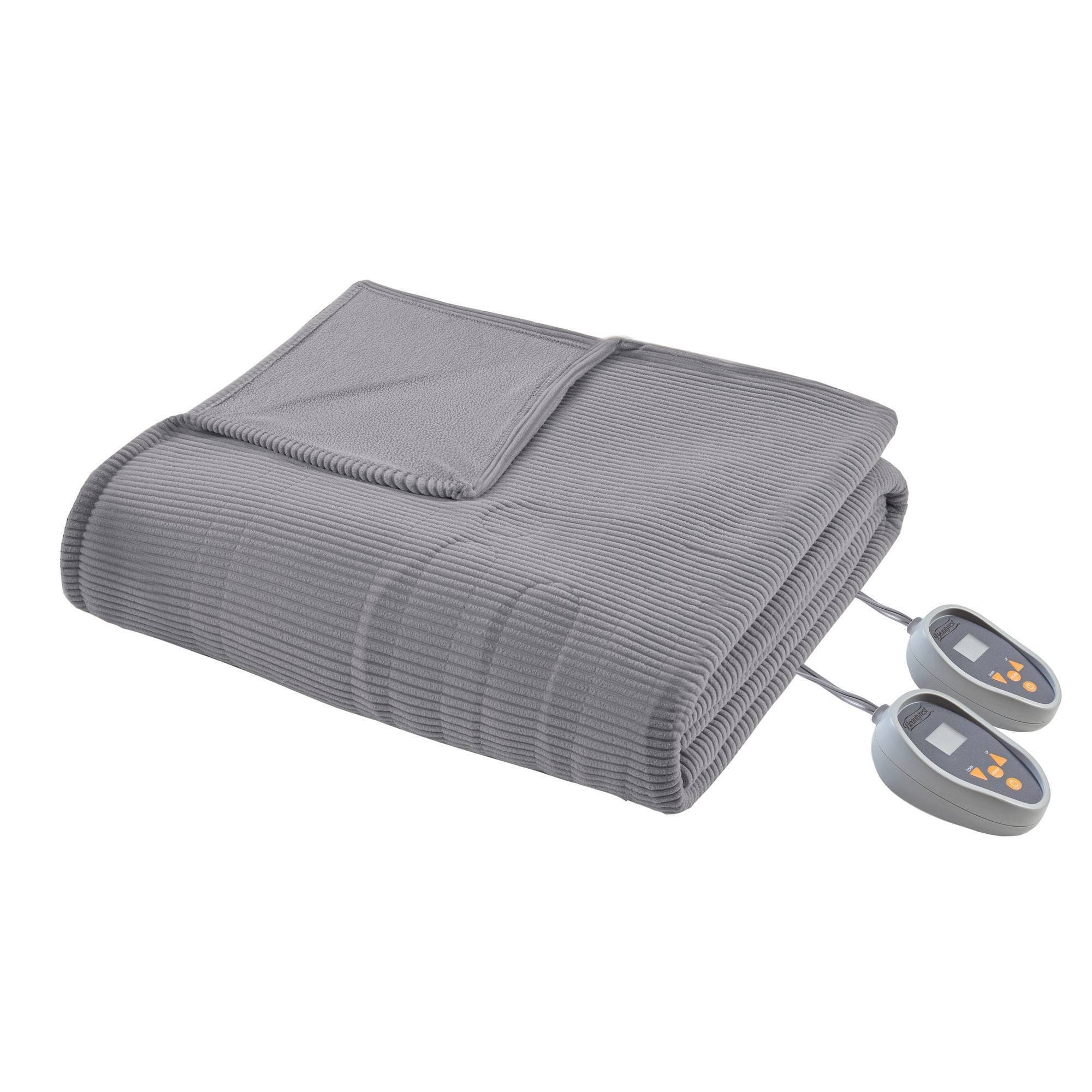bac5b2f767aa8293042f35430e3de0d2b5a5ed70b9146445f203a78cced16baf.jpg Beautyrest - Electric Micro Fleece Heated Blanket - Full - Grey - Image 1