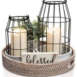 Rustic Farmhouse Lantern Decor - Stylish Decorative Lanterns for Your Living Room, Fireplace Mantle or Kitchen Dining Table - Modern Upscale Beauty