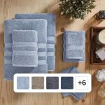 Member's Mark Hotel Premier Collection 6-Piece Luxury Bath Towel Bundle, Blue Crest