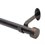 Elrene Home Fashions Serena 1" Window Drapery Single Curtain Rod with Contemporary Cap Finial, 28"-48" Adjustable, Antique Bronze