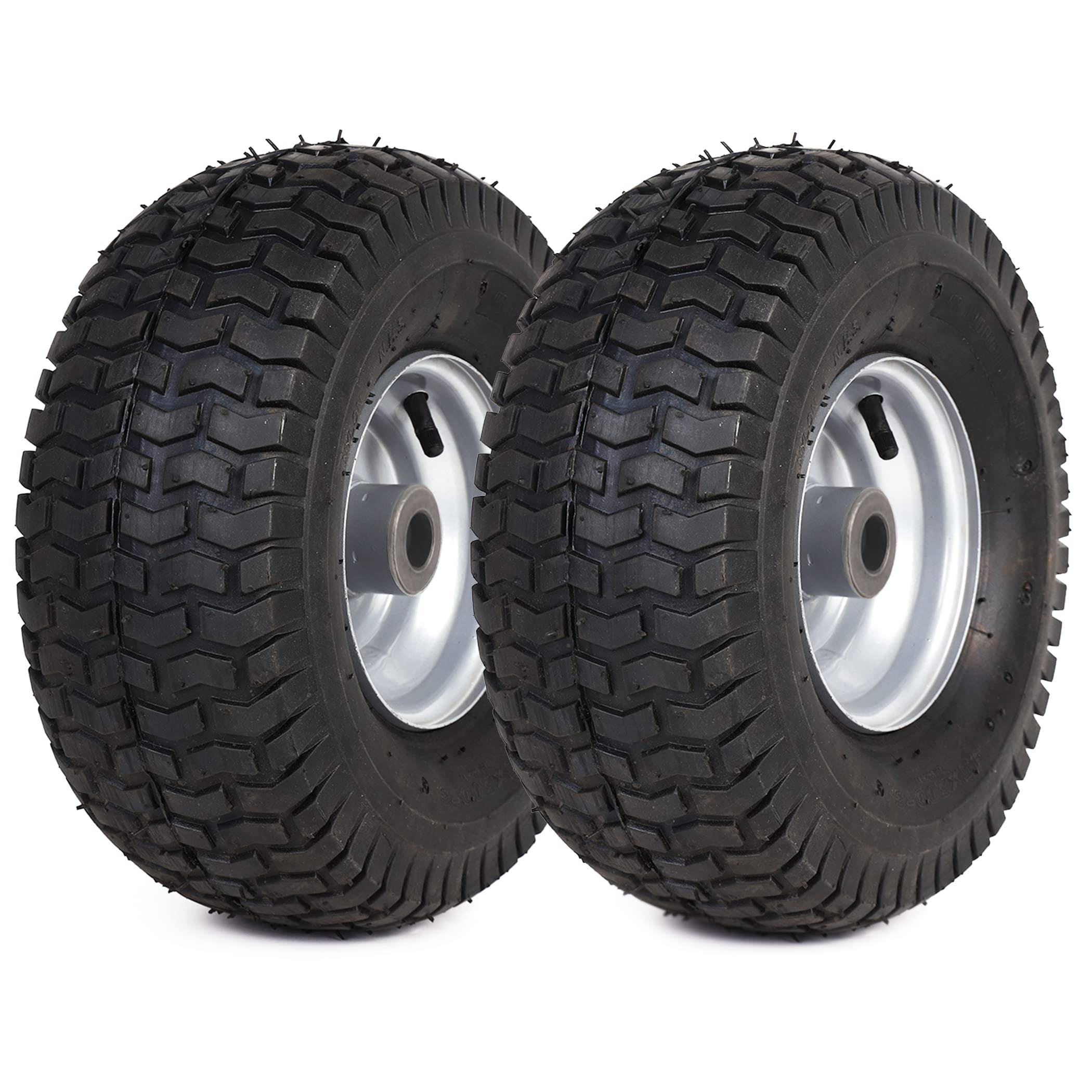 bb0f8993c9cdc7f8b7c1762aedb0fe0950ea56ac1bef480358ff575bc254b5cc.jpg AR-PRO (2 Pack) 15 x 6.00-6 Tire and Wheel Set - for Lawn Tractors with 3�� Centered Hub and 3/4" Sintered Iron Bushings - Image 1