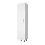 FM FURNITURE Clarno Tall Storage Cabinet, Single Door with Broom Hangers, White
