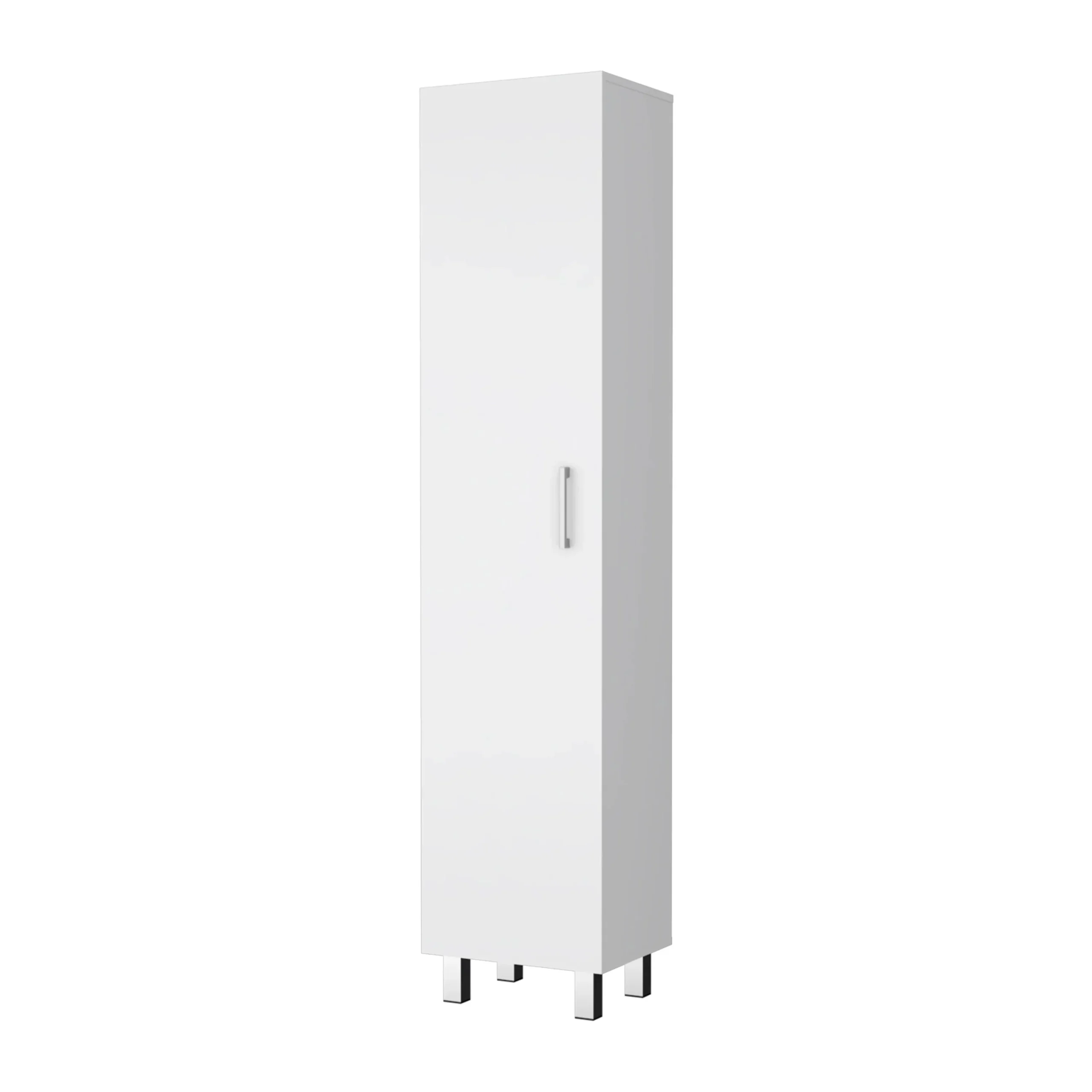 bb311755f68bb36f64c8165112c5d758c8363d50afc86b4585baf9c6d79a1ce7.webp FM FURNITURE Clarno Tall Storage Cabinet, Single Door with Broom Hangers, White - Image 1