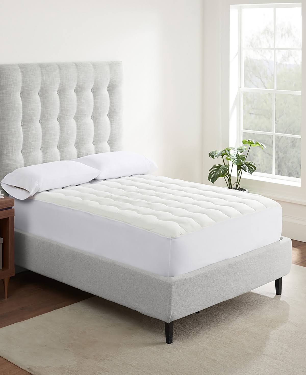 bb369070907e1c1bbfc0a6314c6449b1b0fb1a3ec09c4d036044acee188b45a1.jpg Serta Air Dry Extra Comfort Full Mattress Pad White - Image 1