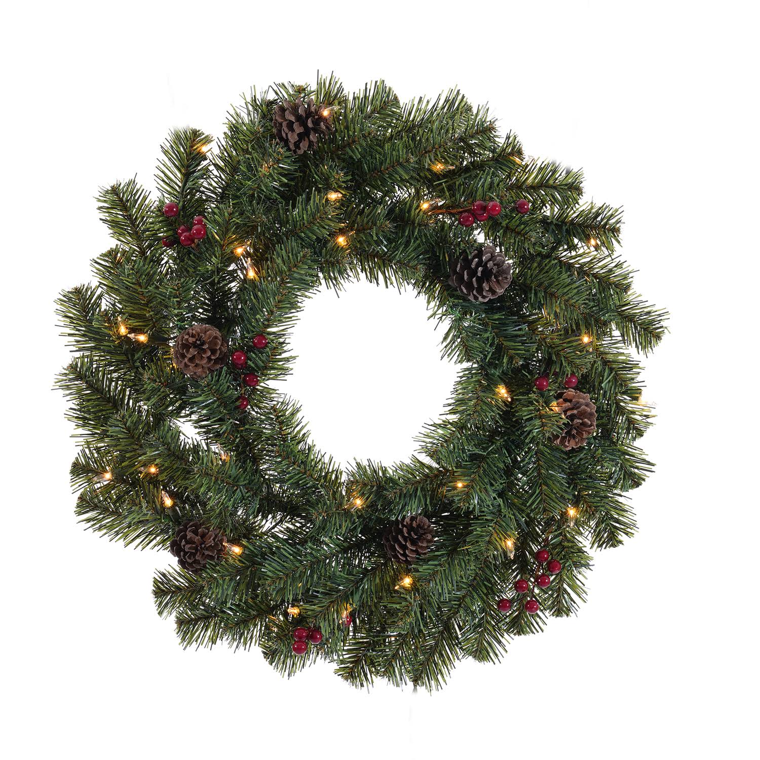 bb39075fe0f9d5add21996378ef046eb43e375b2f90dcbcbf66acc2e681d19bc.jpg Celebrations 24 in. Dia. Incandescent Prelit Decorated Christmas Wreath - Image 1