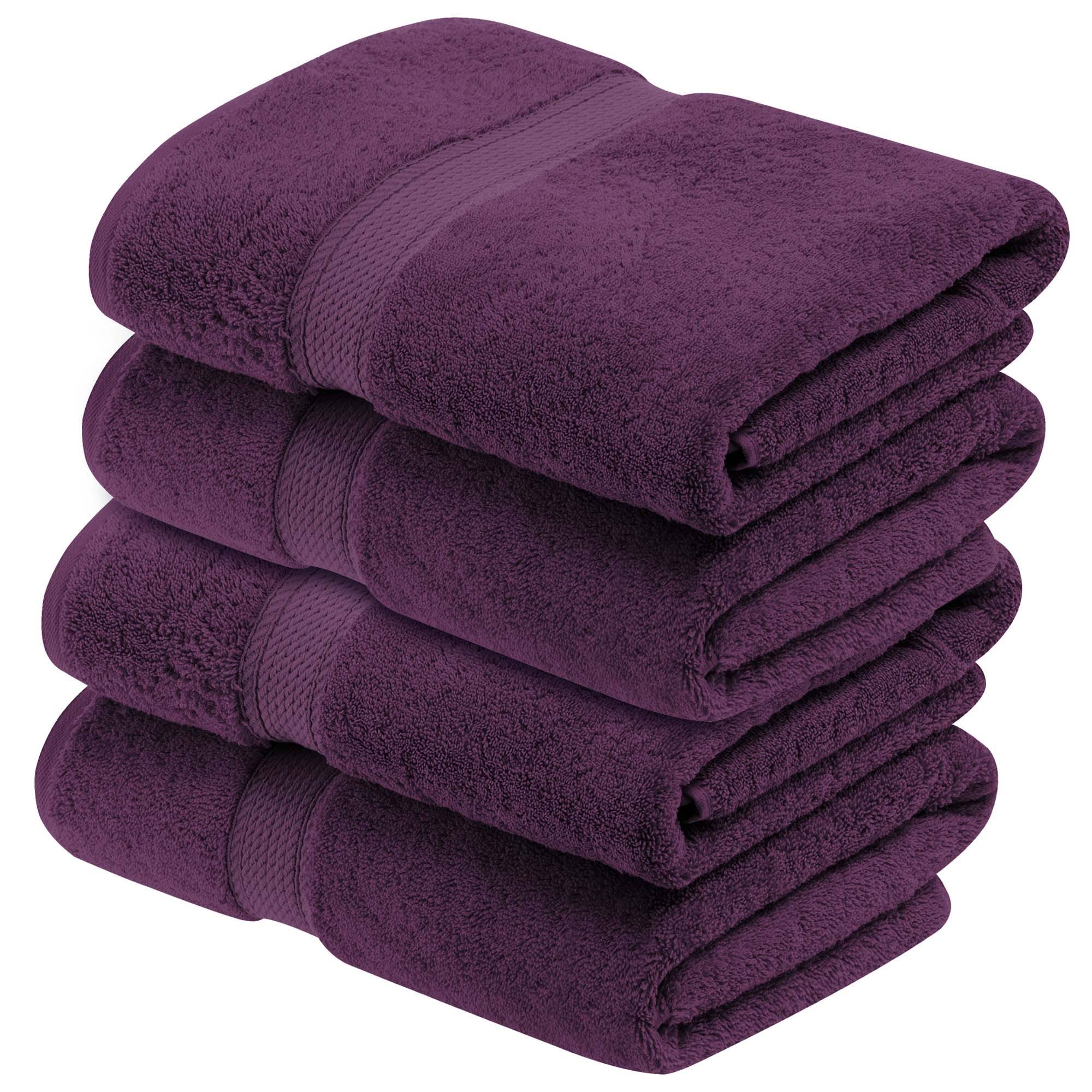 bb3abdb552542cb55d577759bbc81bf0e5c2eab3433a766a33b9d760ab5f48b1.jpg Superior Egyptian Cotton Plush Absorbent 4-pc Bath Towel Set ,Plum - Image 1