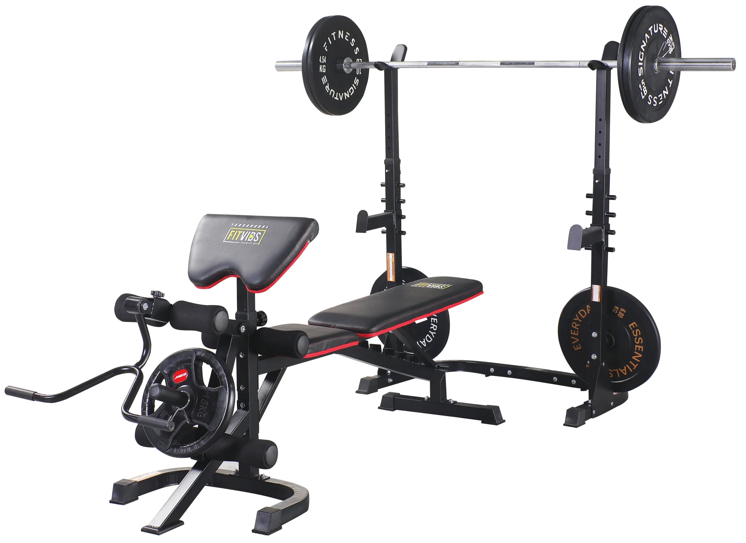 bb3e4c089c1d229d578410fb31dee70c180a9045c5bf5eeed4736298540d4a4b.webp Fitvids LX600 Adjustable Olympic Workout Bench with Squat Rack, Leg Extension, Preacher Curl, and Weight Storage, 800 - Pound Capacity - Image 1