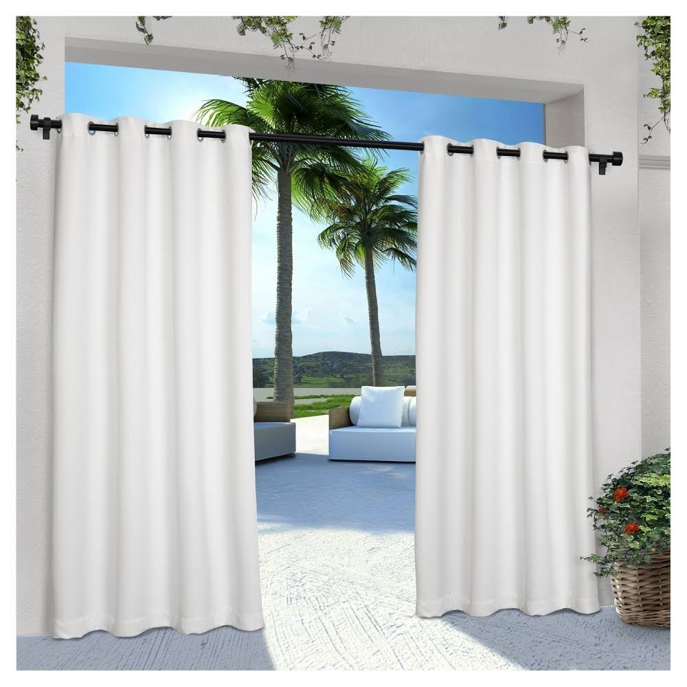 bb71b94338c08f583f6a1e589c21cdd1ee5d8611a9df86b3c9953a653dc834f9.jpg Exclusive Home Indoor/Outdoor Solid Cabana Grommet Top Window Curtain Panel Pair, White - Image 1