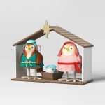 4pc Featherly Friends Fabric Bird Christmas Nativity Scene Figurine Set - Wondershop
