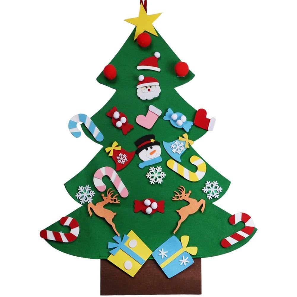 bbf537e414f0da8c4b3ed11c4ae73de3d17a9bfba4229ec7a3417f92bfe811e2.jpg Aytai DIY Felt Christmas Tree Set with Ornaments for Kids, Xmas Gifts, New Year Door Wall Hanging Decorations - Image 1
