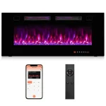 42-72" Smart WiFi Electric Fireplace Heater, Ultra-Thin Recessed & Wall Mounted with Adjustable 12 Flame Color, Remote/APP Control, 12H Timer