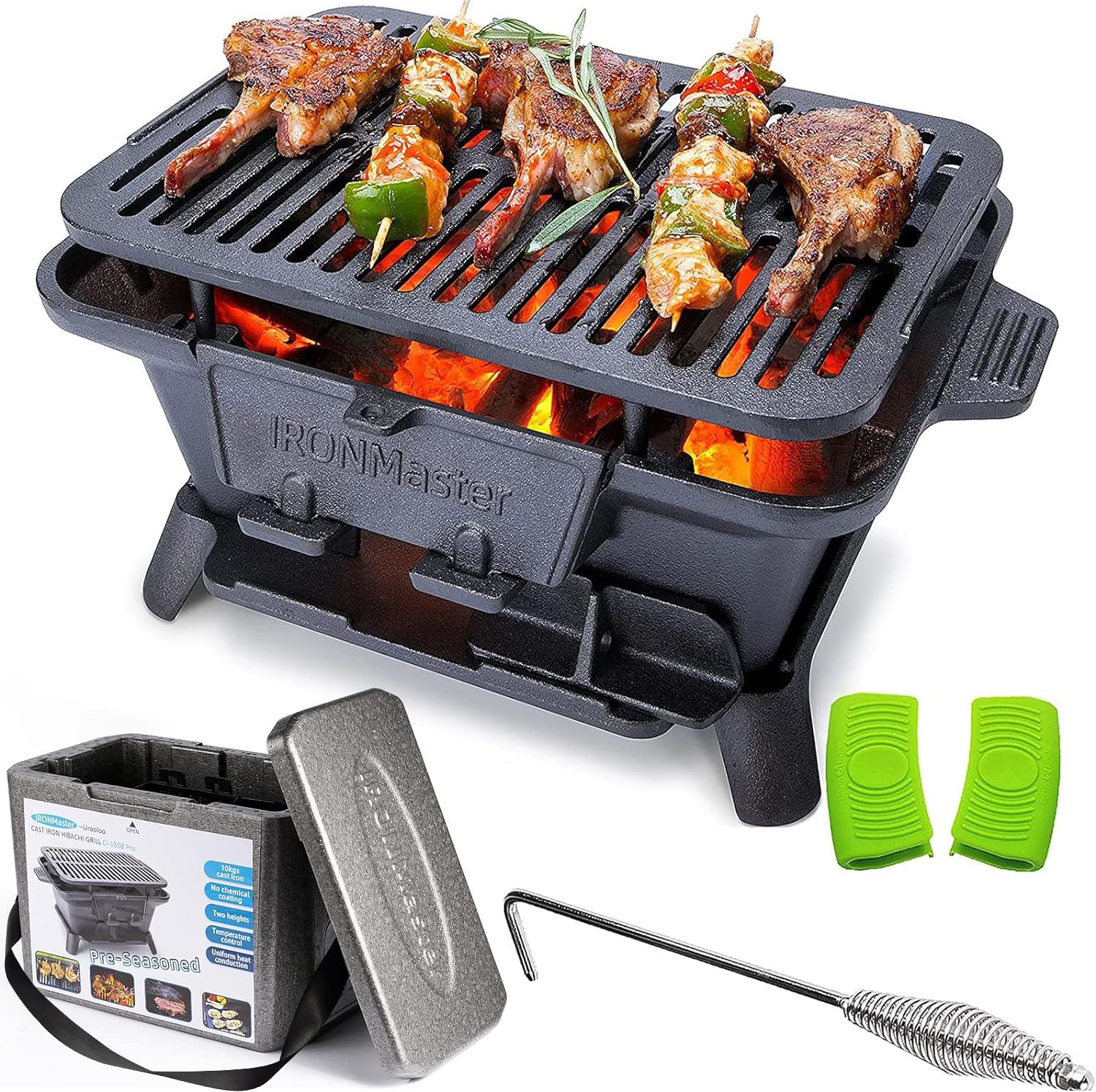 bc44369e787164472bc84bbfb5c95739fc78b9b2b331710446d2ce4fd8bf8af8.jpg IronMaster Hibachi Grill Outdoor. Small Portable Charcoal Grill - Image 1