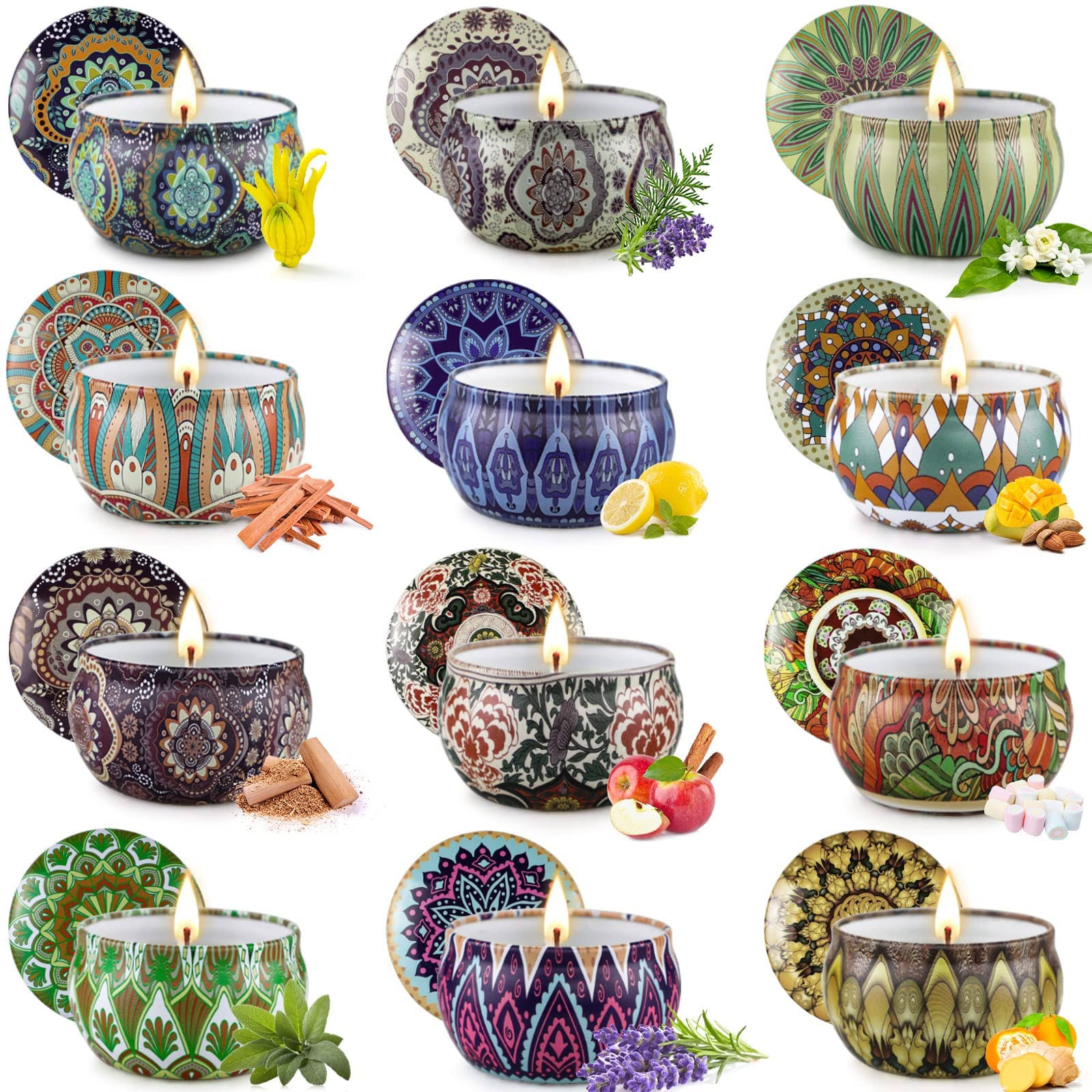 bc58ccb05447769a9d58e71057753fc23e370d83a205d8a7b019b164d2fdd964.jpg YFYTRE 12 Pack Scented Candles Gifts Set for Women, 2.5 oz Soy Wax Aromatherapy Candles for Home Decoration, Long Lasting Tin Jar Candles for - Image 1