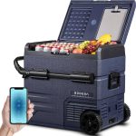 2 Cu. ft. Dual Zone Car Fridge Electric Compressor Cooler with App Control and Wheels Outdoor Refrigerator in Blue