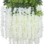 12 Pack Wisteria Flower Vines Garland, 3.75 Feet Artificial Flower Strings, Fake Hanging Flowers, Silk Wisteria Garland Flowers, Wisteria Vine for