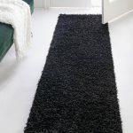 Comfort Solid Shag 6 ft Runner Black Area Rug