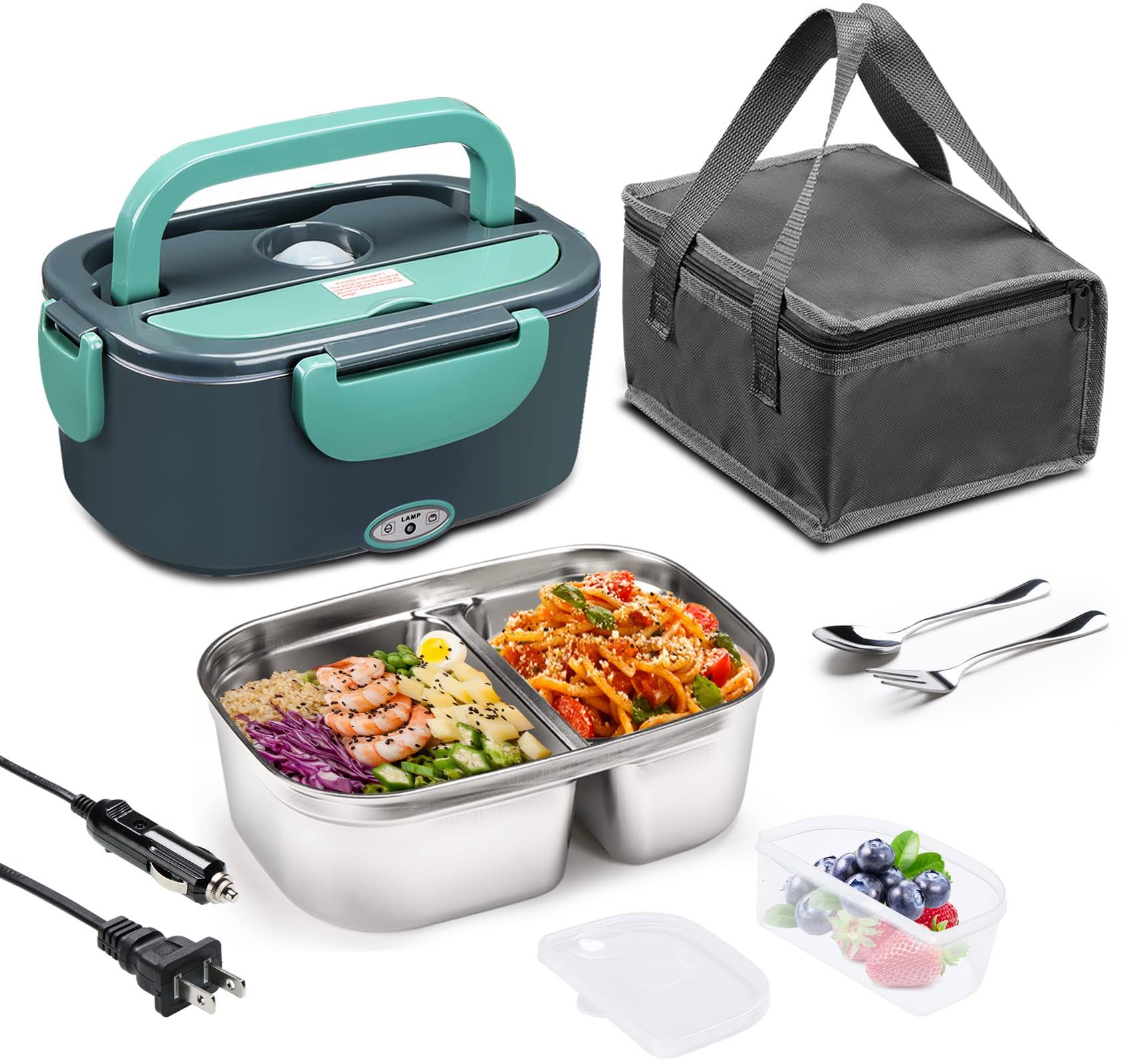 bcd900174f9b40c298668d1e7ac1d3f22858d739f46d33819ce5b092a339841a.jpg Reabulun Electric Lunch Box 60W Food Heater, Upgraded 2 Compartments Portable Heated Lunch Box for Adults Car Truck Work Travel, Self Heating Lunch - Image 1